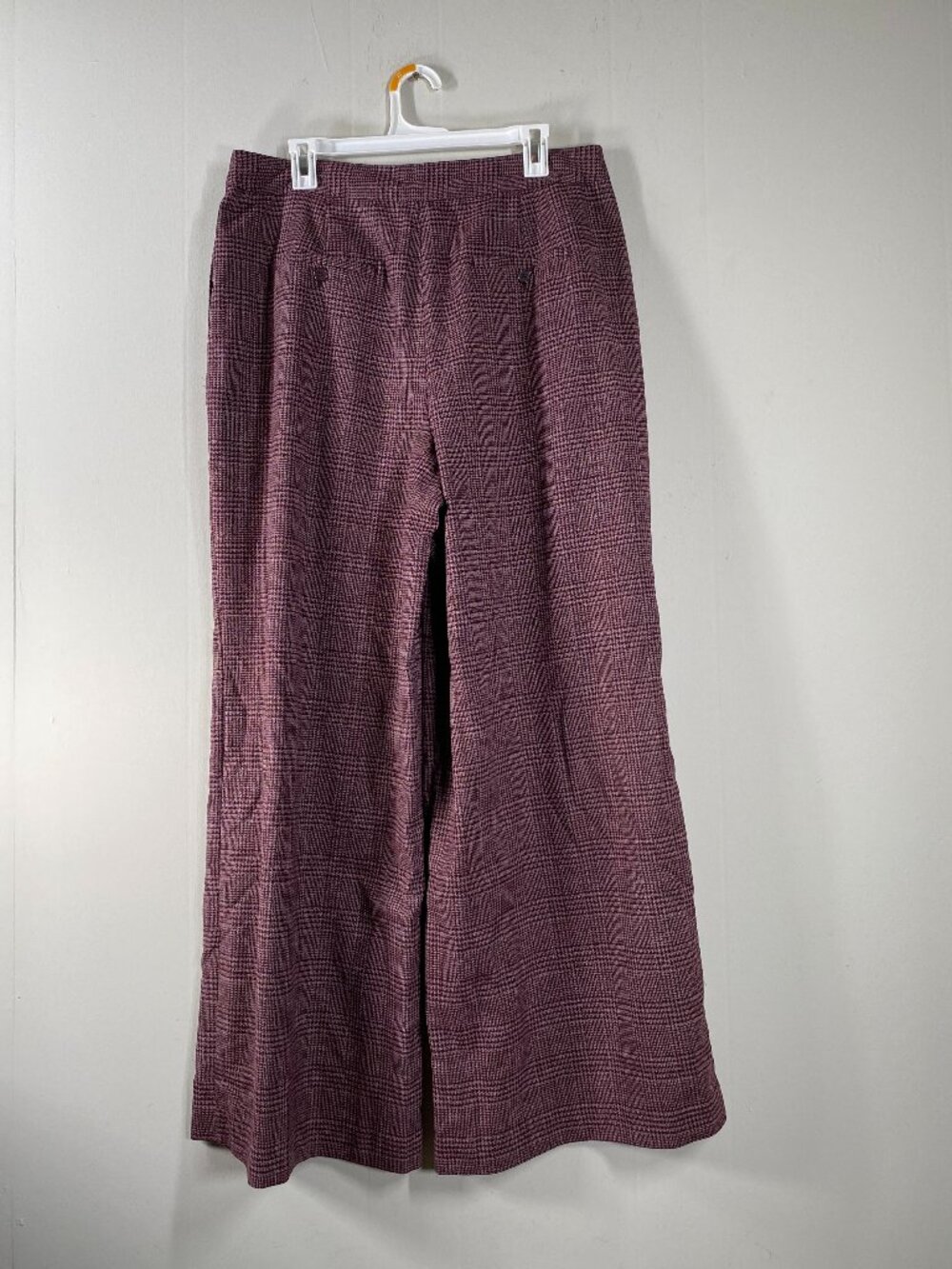 Worthington Wide Leg Dress Pants Women's 14 High Rise Burgundy Houndstooth - Picture 2 of 14